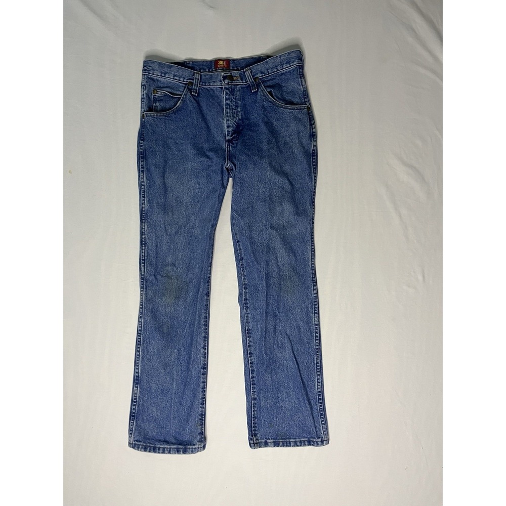 Wrangler Cowboy Cut Denim Jeans Men's SZ 32x29 Blue Flat Front Western Boot Cut